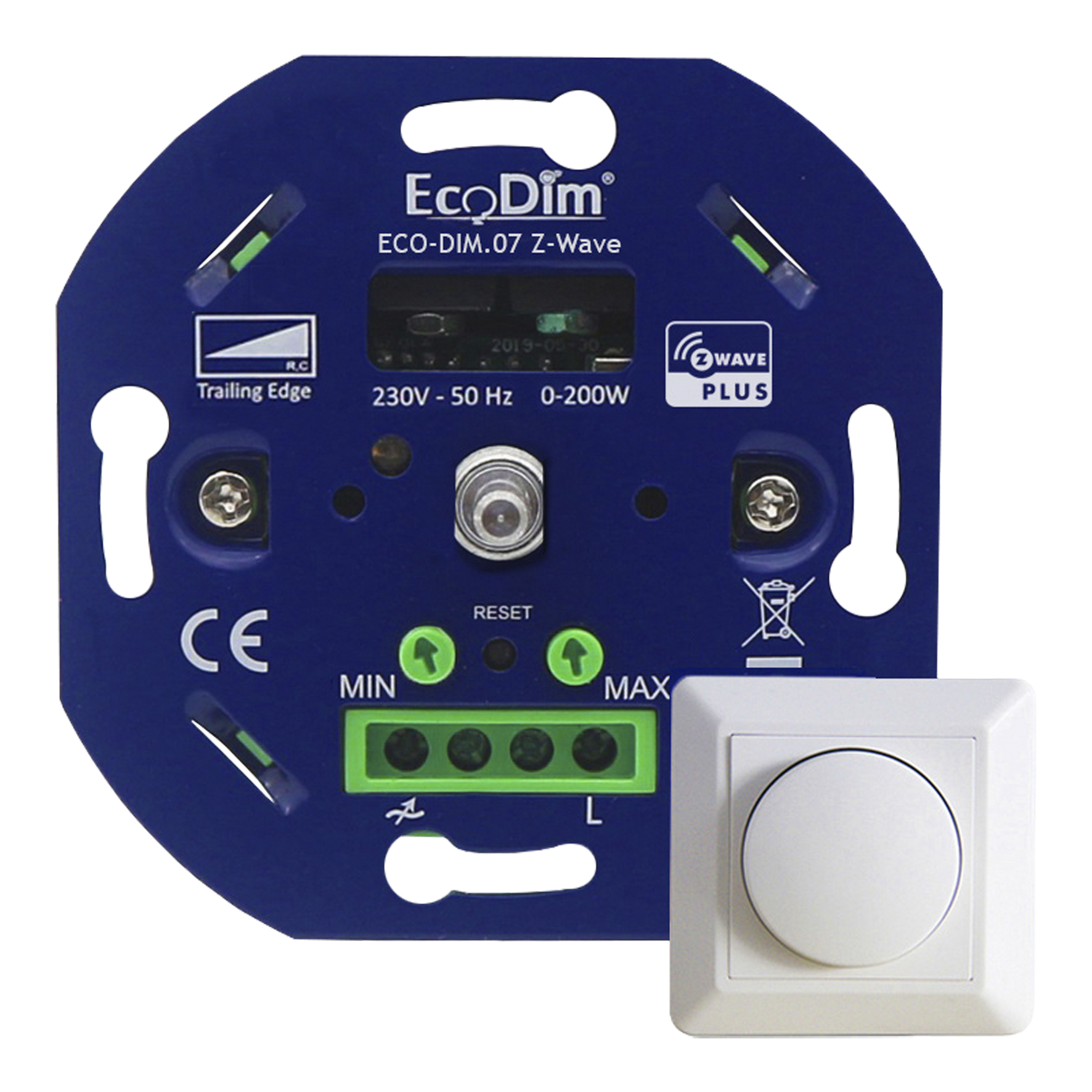 EcoDim ECO-DIM.07 LED Dimmer Z-Wave Pro push/turn 0-200W