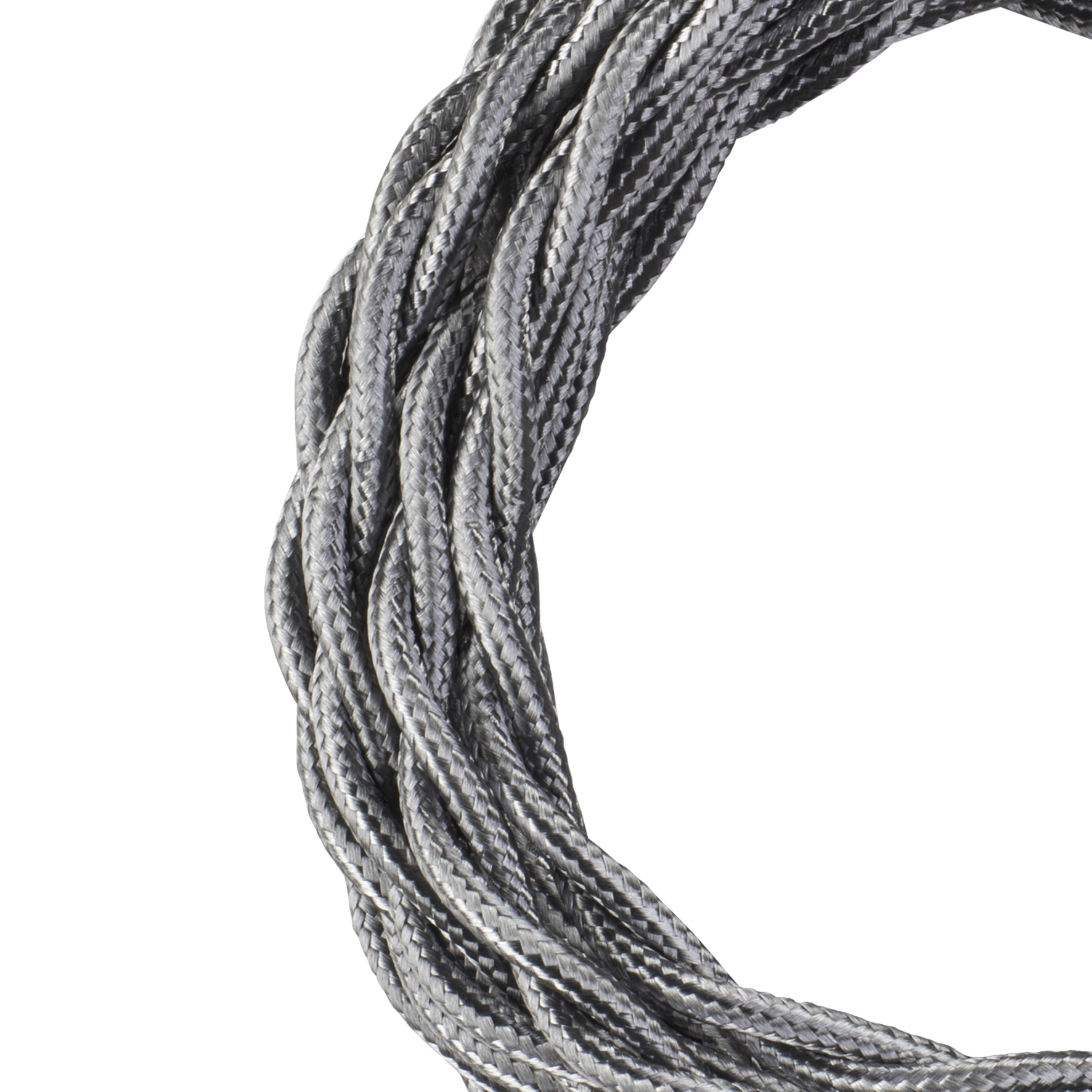 Textile Cable Twisted 2C 3M Metallic Silver