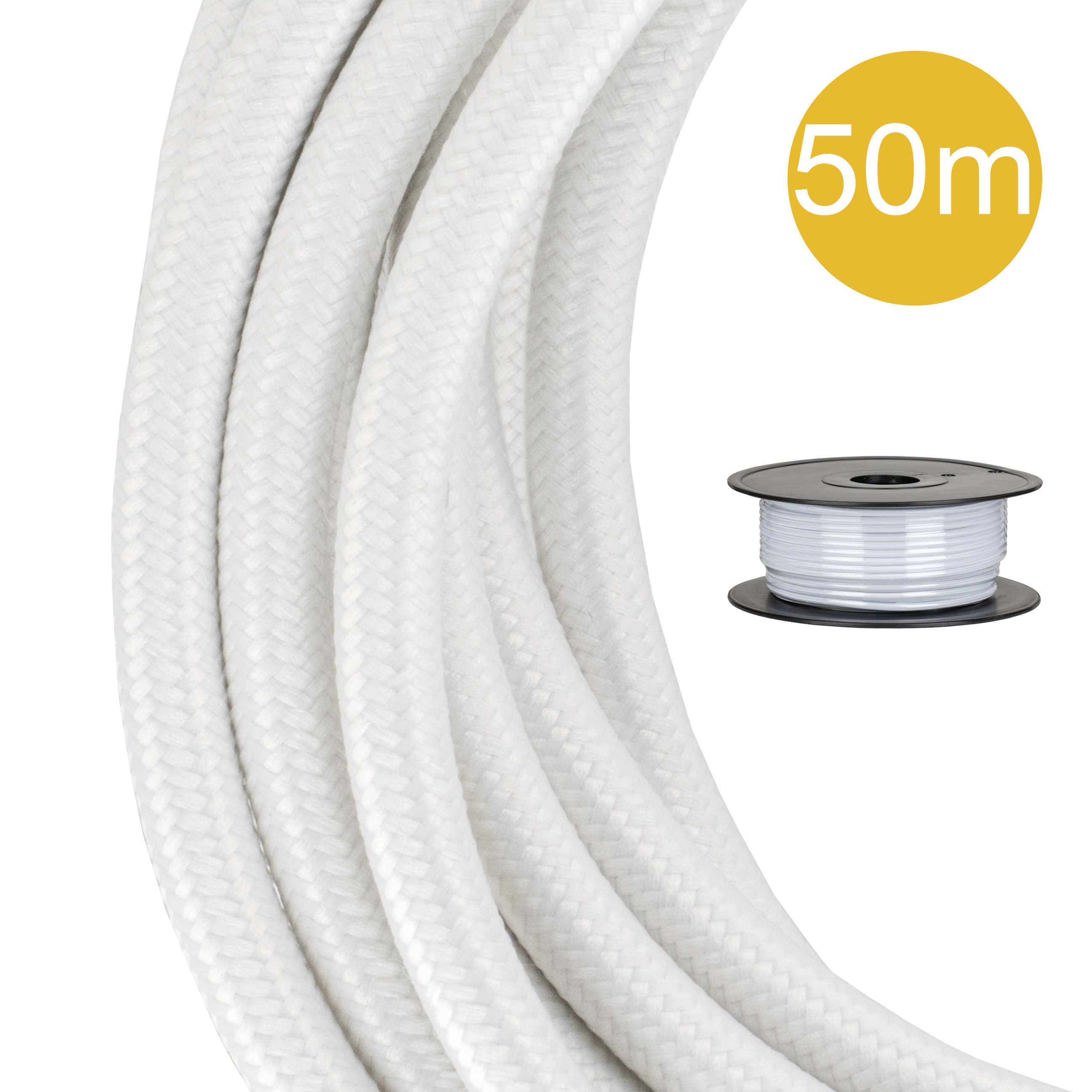 Textile Cable 2C 50M White