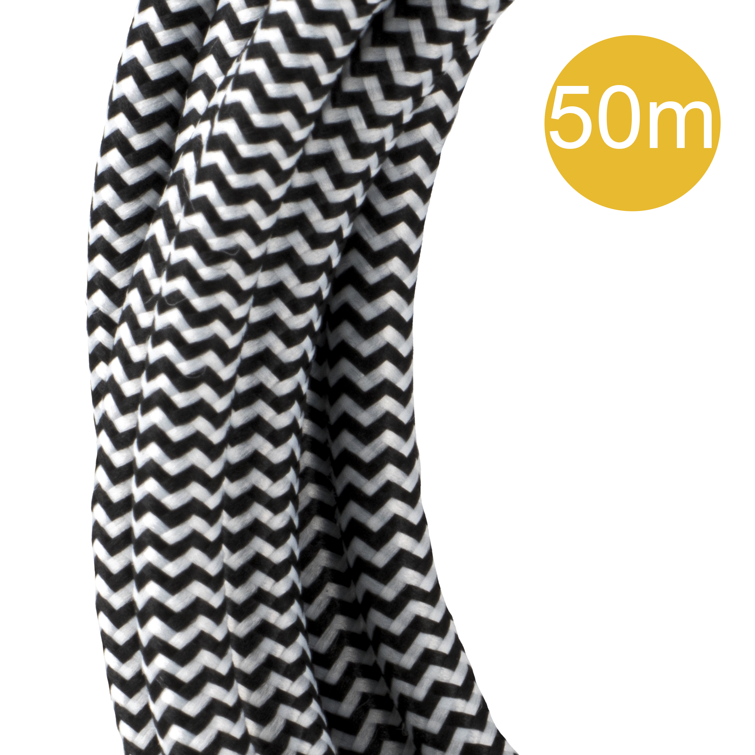 Textilkabel 3C 50M Schwarz/Weiß