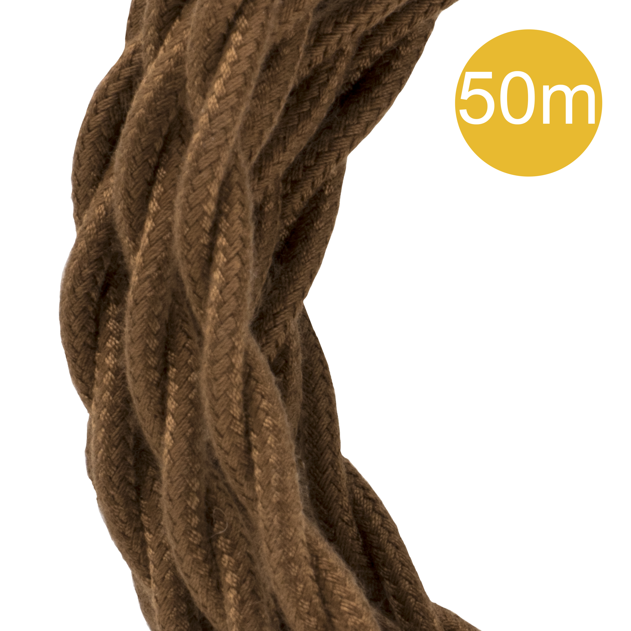 Textile Cable Twisted 2C 50M Brown