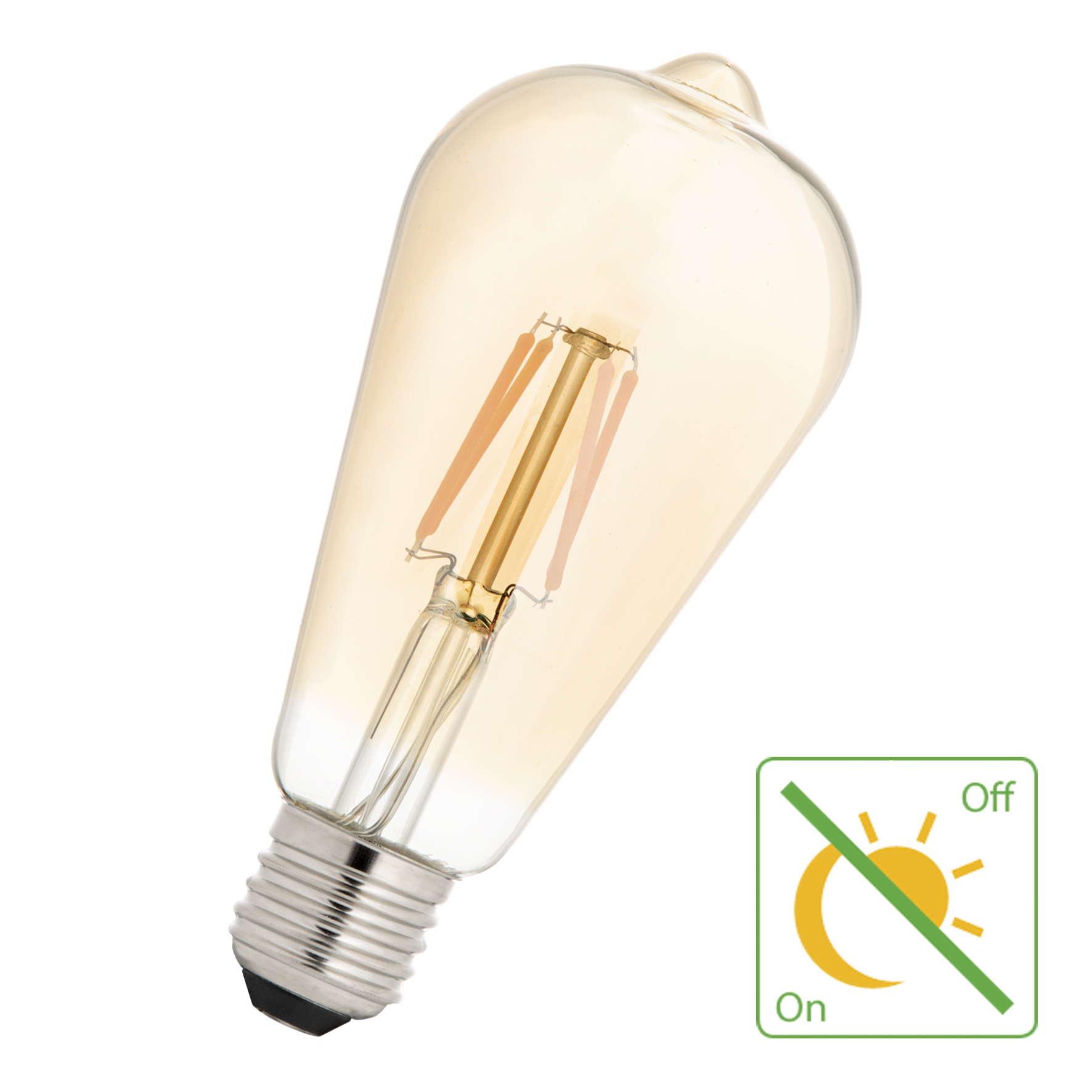LED FIL Tag/Nacht Sensor ST64 E27 4W (29W) 300lm 822 Gold
