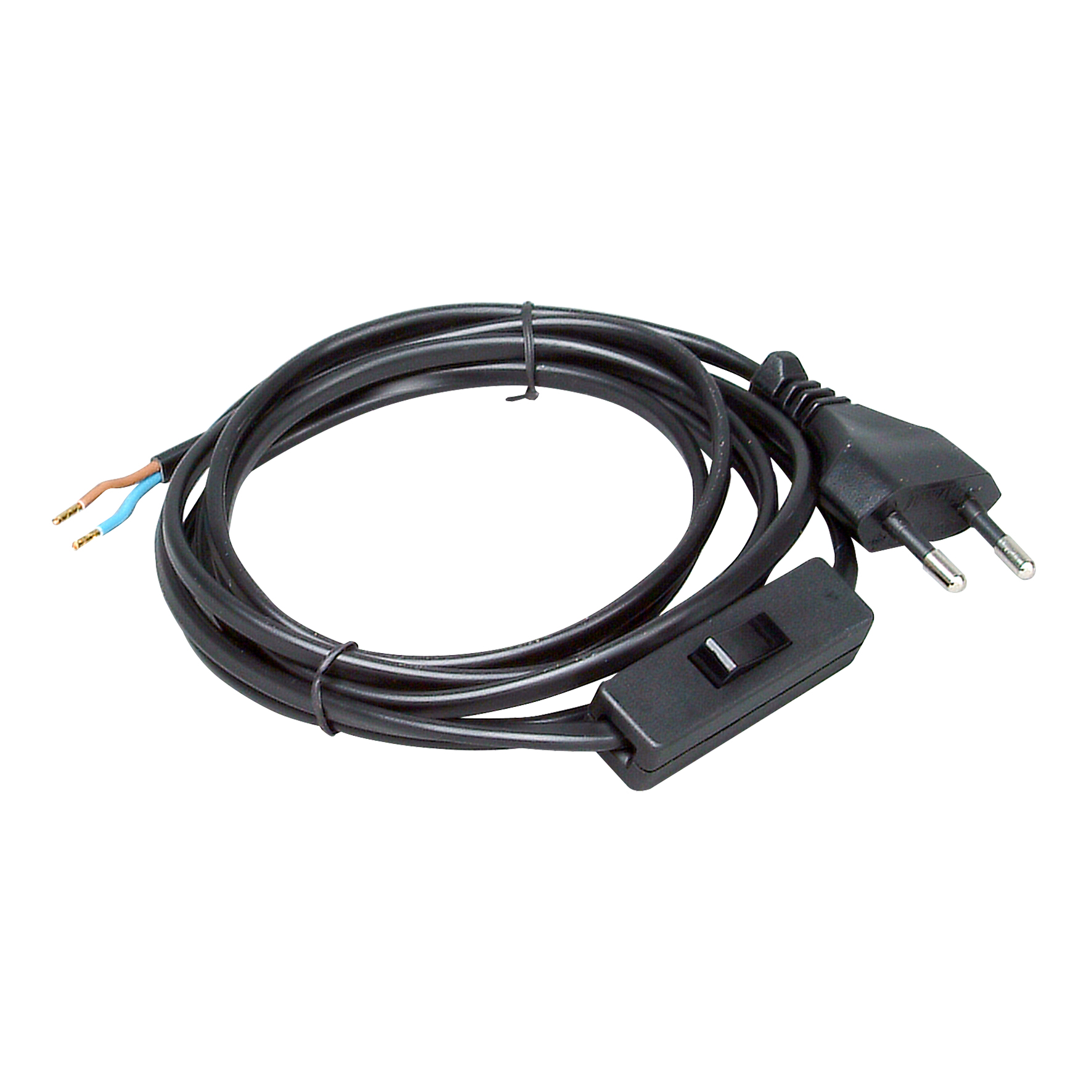 Kopp 140305098 Cable Euro plug & Switch 2M Black