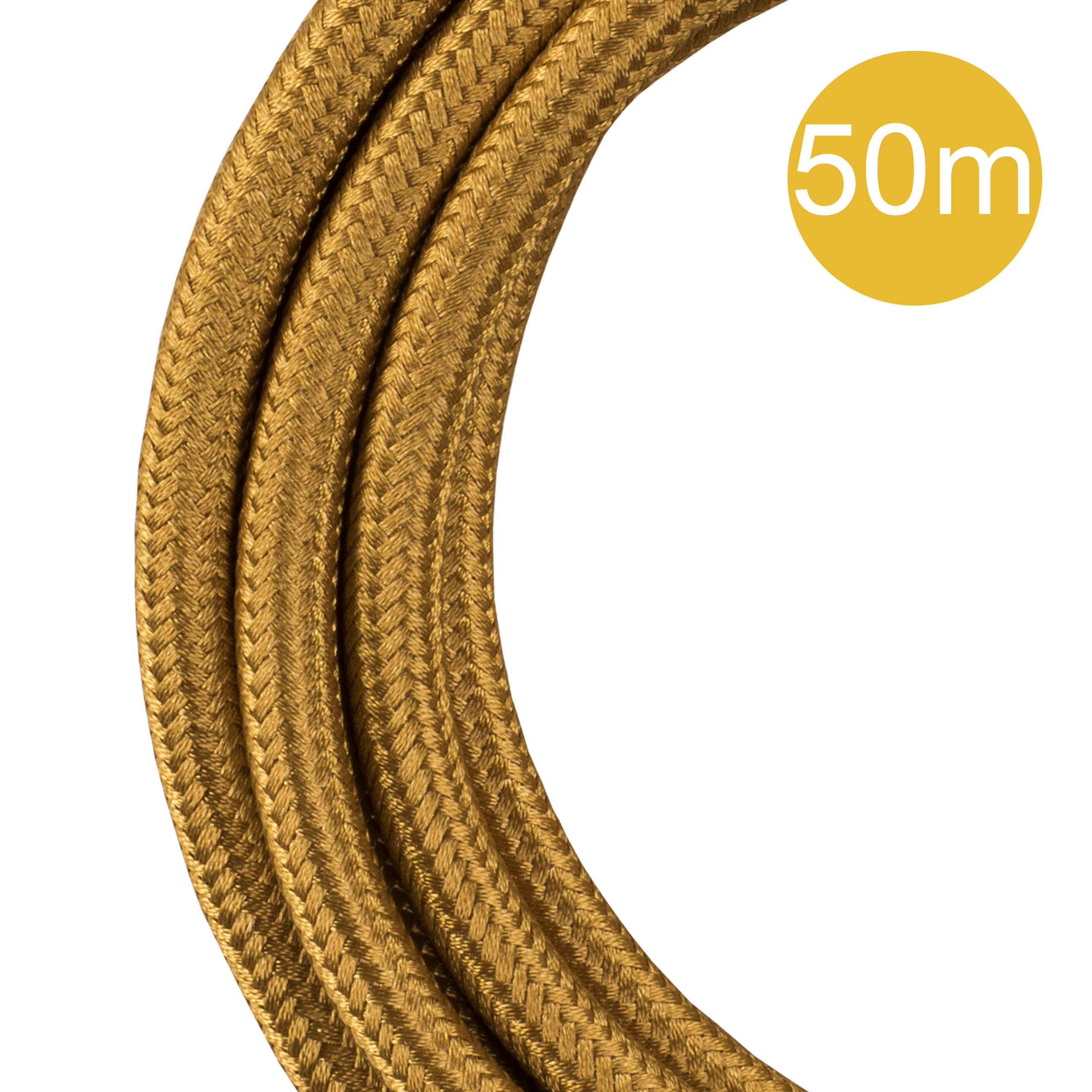 Textile Cable 2C 50M Metallic Gold