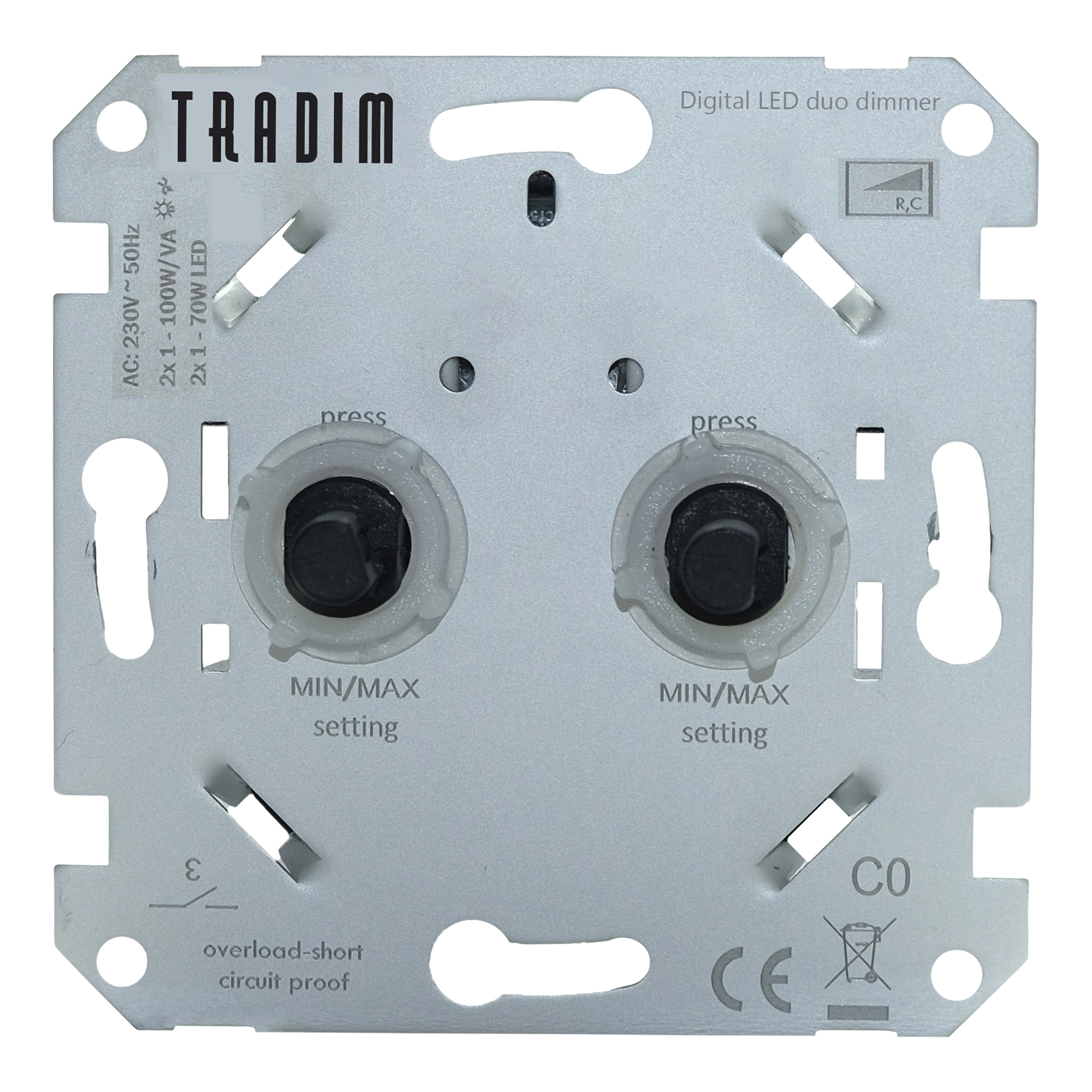 Tradim 2496 Digital Duo Dimmer LED 2 x 1-100W