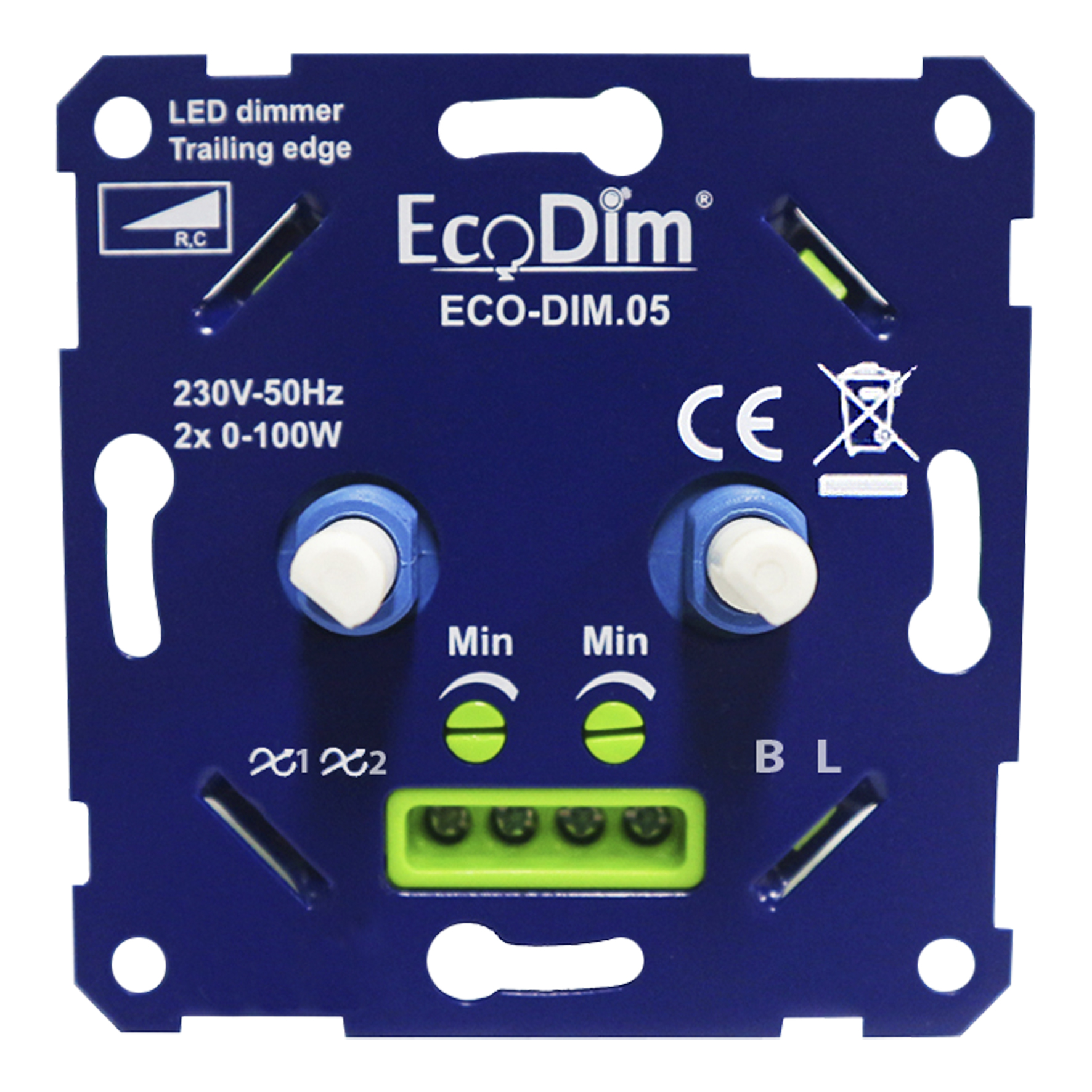 EcoDim ECO-DIM.05 LED Dimmer duo 2x 0-100W Phase Cut (RC)