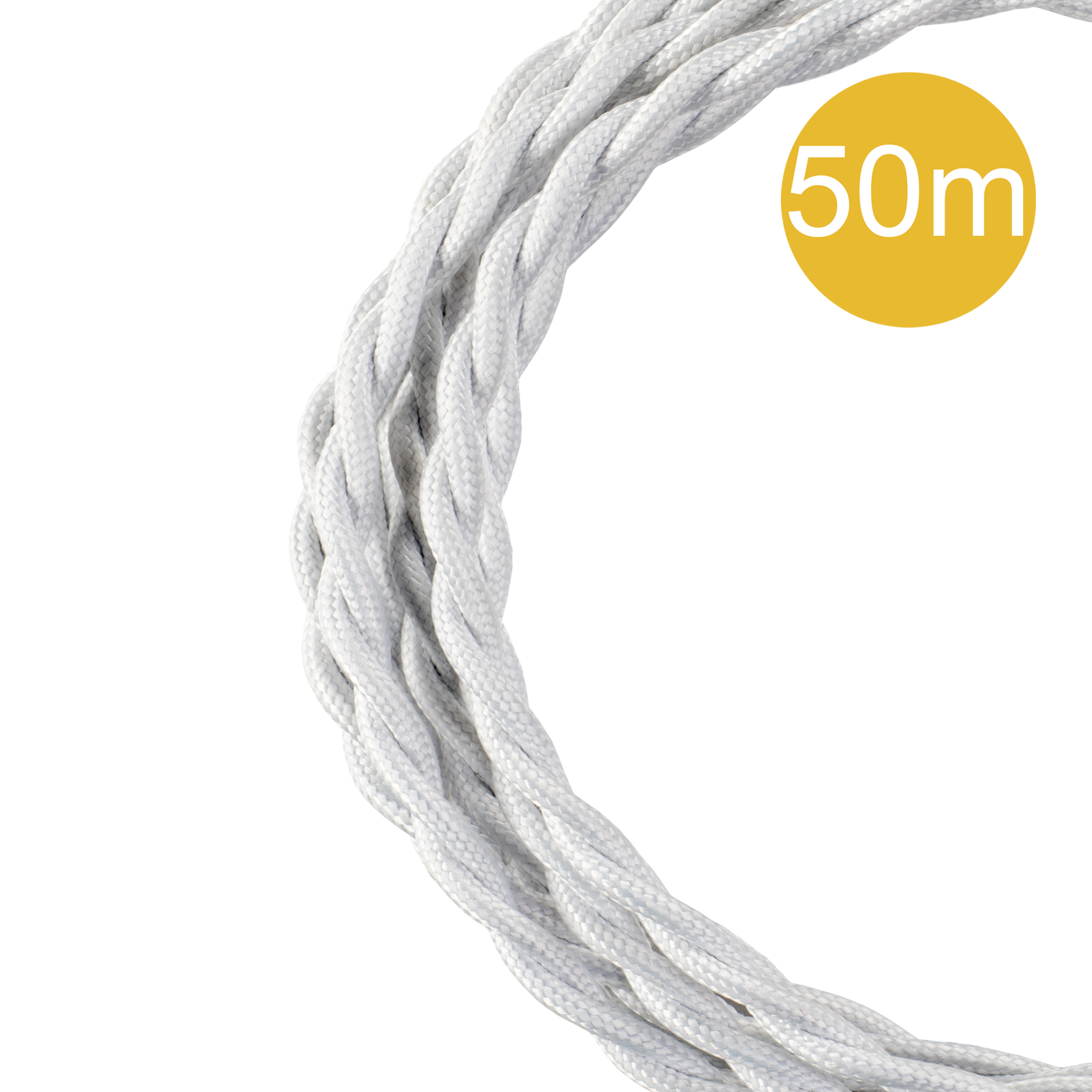 Textile Cable Twisted 3C 50M White