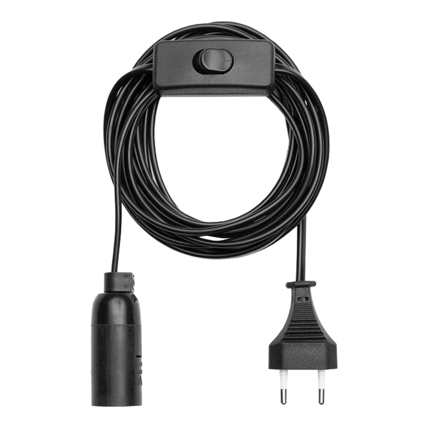 Cord 350cm Black E14 European plug & Switch