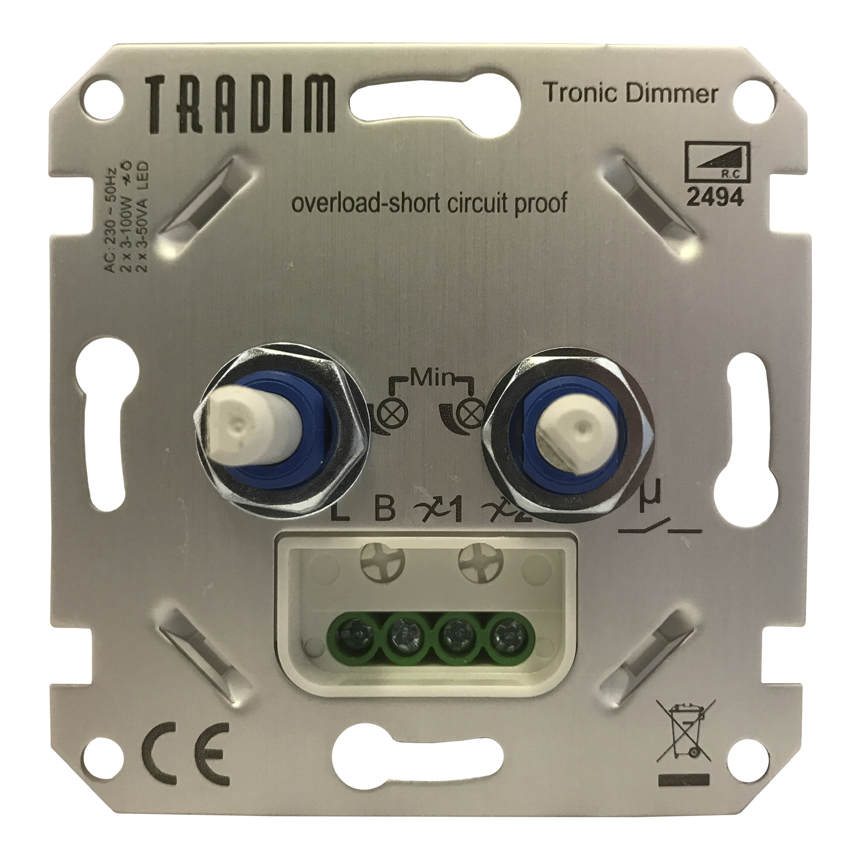 Tradim 2494 LED Tronic Dimmer Duo 2 x 100W